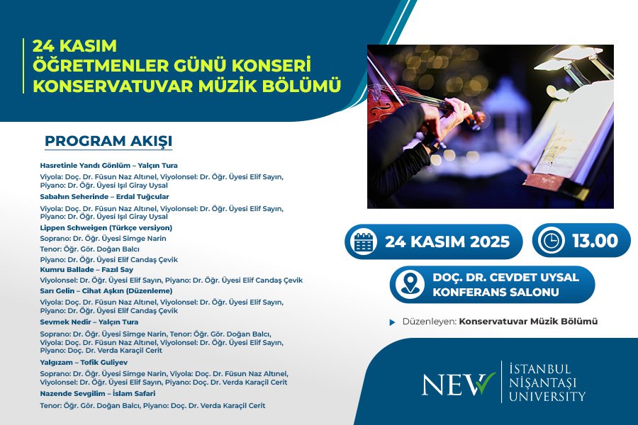 24 Kasım Öğretmenler Günü Konseri – Konservatuvar Müzik Bölümü