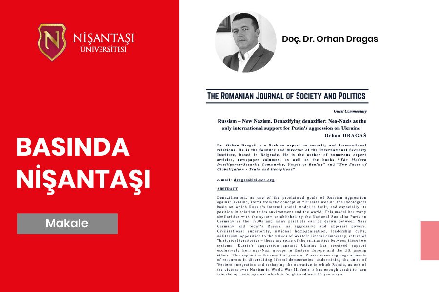 Assoc. Prof. Dr. Orhan Dragas' article has been published