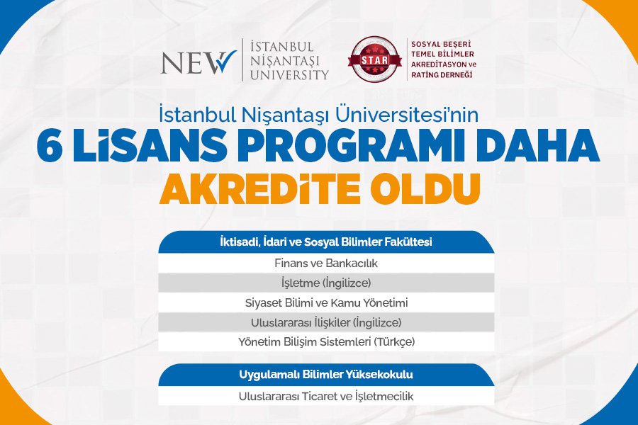 İstanbul Nişantaşı Üniversitesi’nde 6 Akademik Program STAR Tarafından Akredite Edildi
